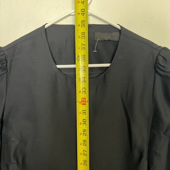 Co Dress Womens M Black Midi Long Sleeve Wool Cashmere Silk Pleated Pockets Zip - Picture 4 of 9